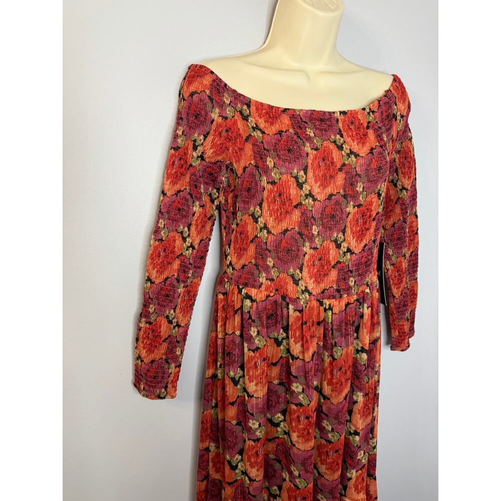 POMANDER PLACE Tuckernuck Rose Chiffon Joni Midi Dress Off Shoulder Sz L New - Picture 3 of 14